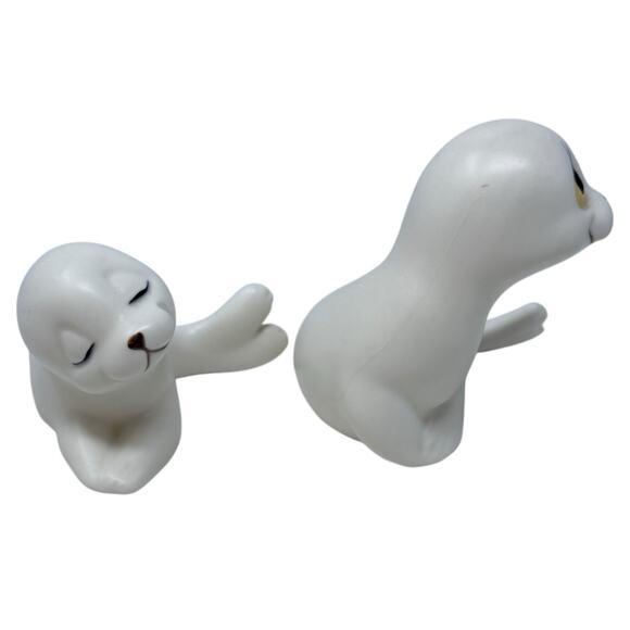 Vintage Oxford Mother & Baby White Seal Pup Ceramic Figurines Set of 2 Mexico - Picture 3 of 5